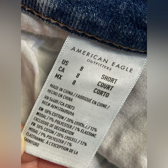 American Eagle women’s highest rise mom jeans sz 8S medium wash stretch blue - Picture 6 of 15
